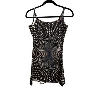 Black Optical Illusion Bodycon Dress M Trippy Psychedelic Y2K Rave Festival